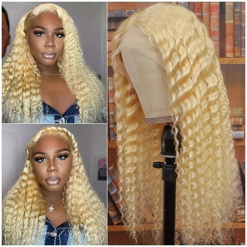 Blonde 613 13x6  Hd Lace Frontal Wig Deep Wave 30 Inch Blonde Water Wave Wigs Human Hair 13x4 Curly Lace Frontal Human Hair Wig