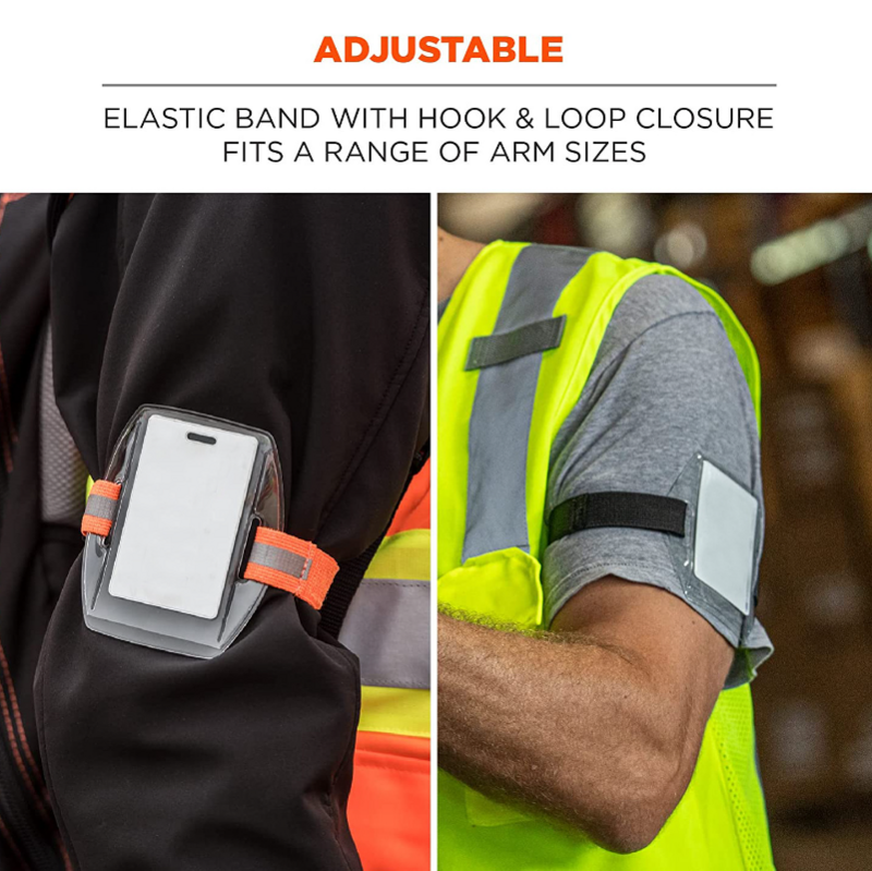 PVC Soft Plastic Card Sleeve Polyester Reflective Wrist Strap ID Card Sleeve Arm Strap Adjustable ID Card Holder Badge Holder