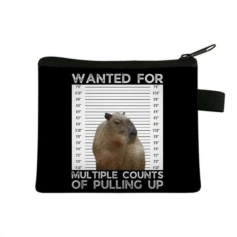 Capybara-Petit sac à main pour homme et femme, porte-monnaie, carte de crédit, clé, écouteur, mini portefeuille, animal, mignon