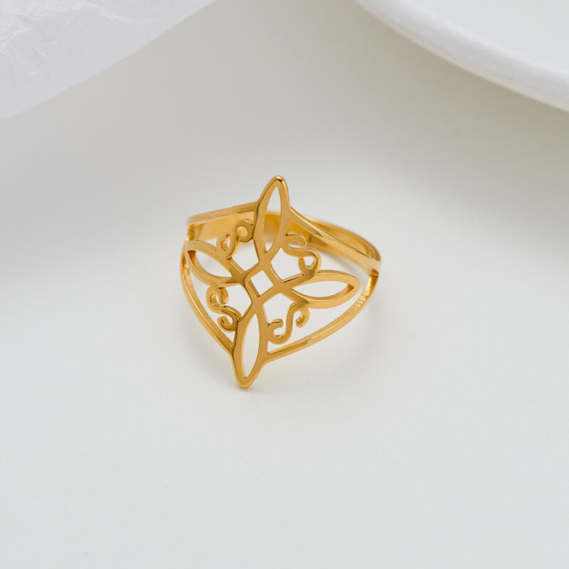 Yiluocd Heks Knoop Ring Voor Vrouwen Bescherming Amulet Kwart Hekserij Celtics Knoop Ringen Geometrische Bovennatuurlijke Sieraden Cadeau