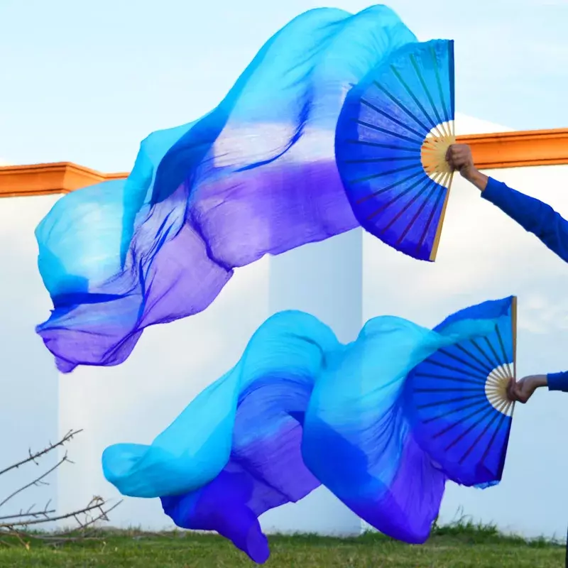 Hochwertige Seiden bauchtanz fans tanzen 150/180 echte Seiden-/Rayon-Seiden fächer links rechts zum Verkauf * 90 cm Bild farbe