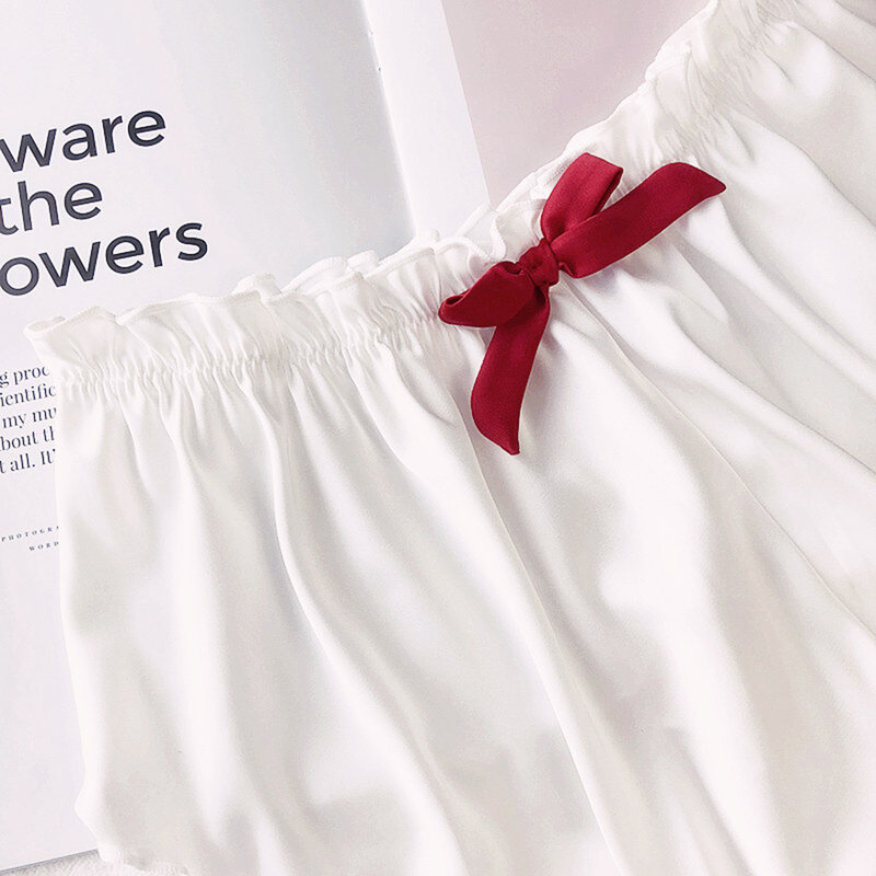 New Women Silk Satin Solid Lingerie Pajamas Bottom Underwear Underpants Shorts Brief Simulated Silk Home Sexy Underwear Leggings