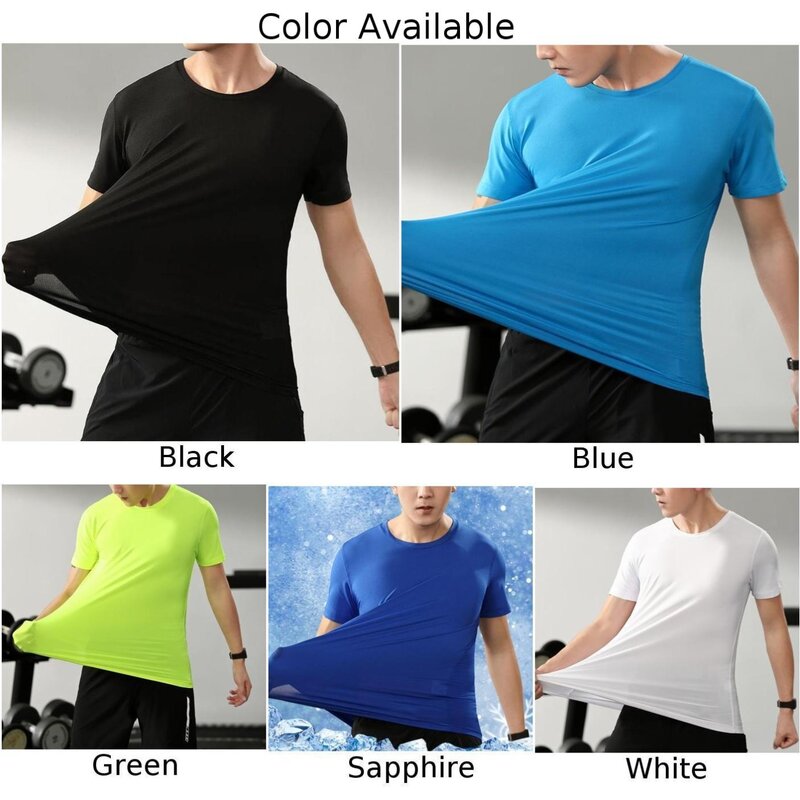 Camisetas de cuello redondo para hombre, Tops elásticos de alta calidad, holgados, secado rápido