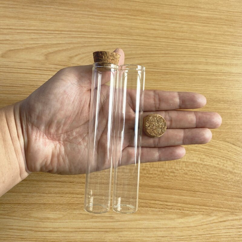 24pcs/lot 5ml 7ml 10ml 14ml 18ml 20ml 25ml 30ml Glass Test Tube with Cork Stopper Message Bottles Jars Vials Gift Art DIY Crafts