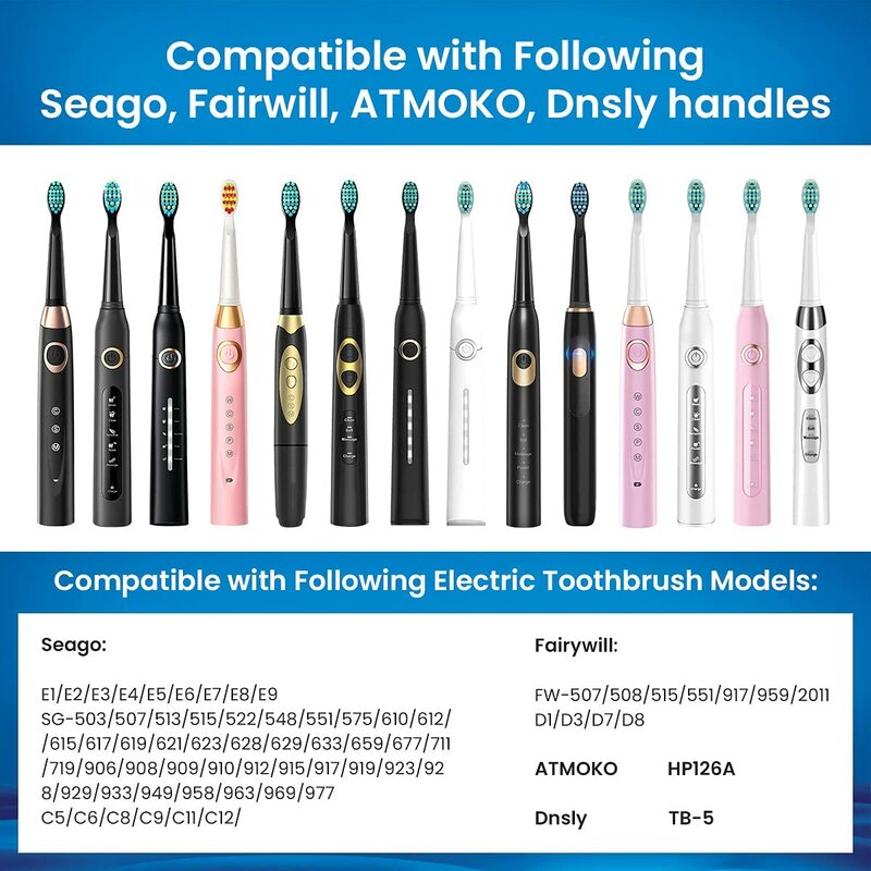 Substituição cabeça escova de dentes para Fairywire Sonic, escova de dentes elétrica, Du Pont cabeça, FW-507, 508, 515, 551, 917, 959, 2011, D1, D3, D7, 10pcs