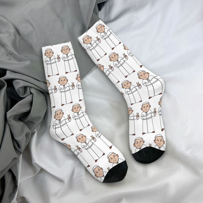 Pope Francis Socks Harajuku Sweat Absorbing Stockings All Season Long Socks Accessories for Unisex Birthday Present