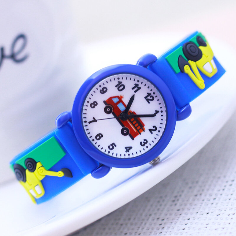 CYD New Fashion Cool Excavator Children Boys Girls Students Wristwatches Little Babies Learn Time Waterproof Electric Watches