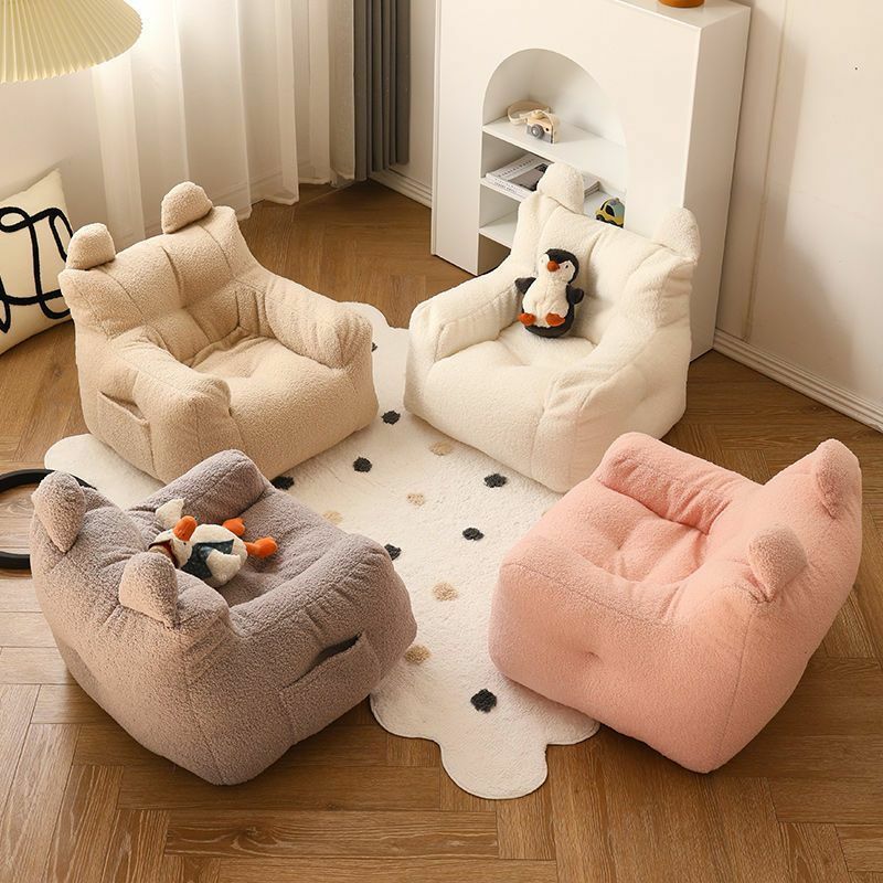 Lazy INS Kids Sofa Mini Bean Bag Lamb Velvet Casual Seat Cartoon Children's Sofa Reading Tatami Baby Furniture