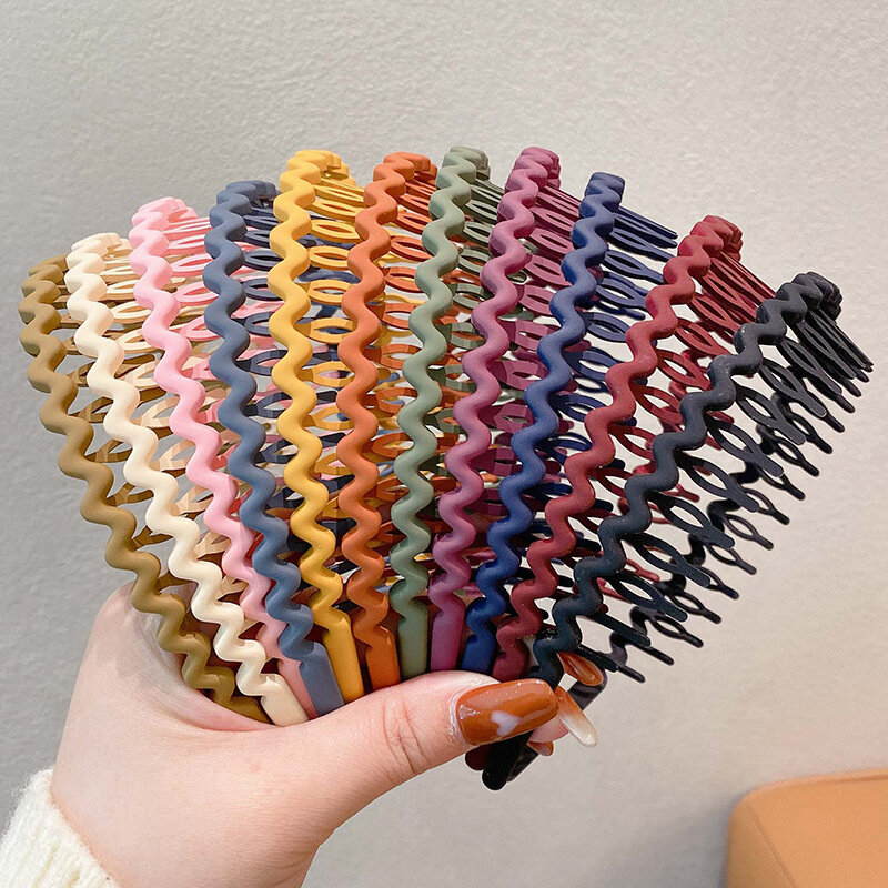 Diademas onduladas de Color sólido para mujer, peines antideslizantes dentados, accesorios para el cabello, diademas deportivas para niña