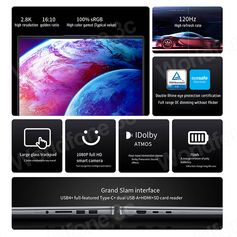Ноутбук Lenovo Xiaoxin Pro 14 2023 ультра AMD Ryzen7 7840HS Radeon 780M 32 Гб LPDDR5X RAM 1 ТБ/2 ТБ SSD 2,8 K 400nits 120 Гц