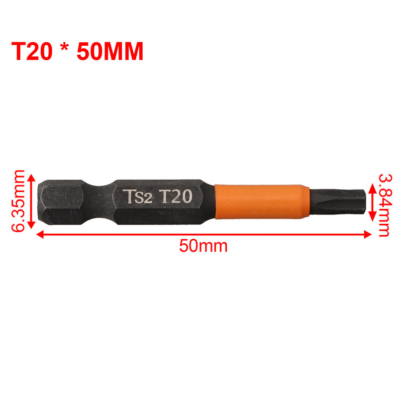 50mm Torx Screwdriver Bit 1/4" Hex Shank Magnetic Batch Head Non-Slip Screwdriver Drill Bit T10 T15 T20 T25 T30 T40