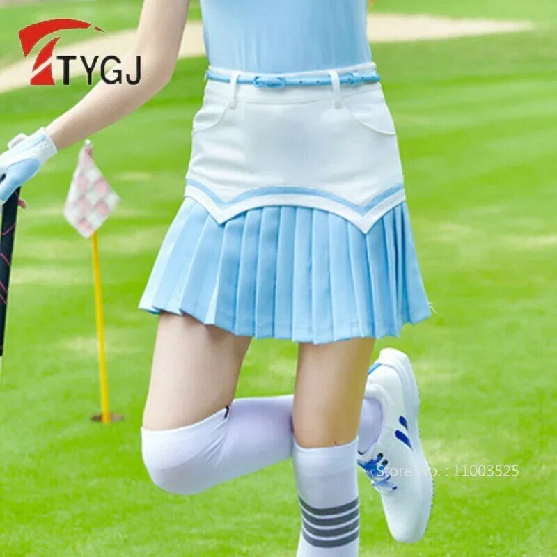 TTYGJ-Falda plisada de Golf para mujer, falda transpirable de retazos, antiexposición, de cintura alta, ajustada, deportiva