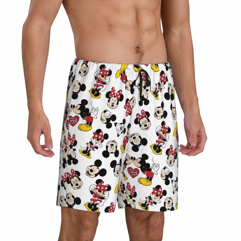 Custom Print American TV Animation Mickey Mouse Pyjama Shorts für Männer Nachtwäsche Hosen schlafen kurze Pyjs mit Taschen