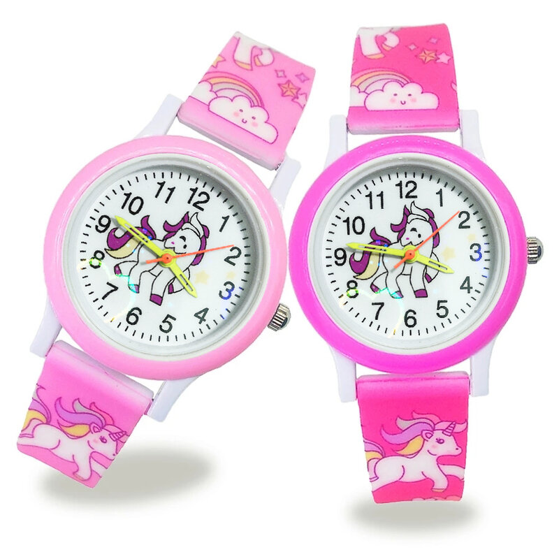 Piękne dziewczyny zegarki jednorożec drukowanie silikonowe cukierki galaretki dzieci zegarki kwarcowe chłopcy studenci Party prezenty zegar