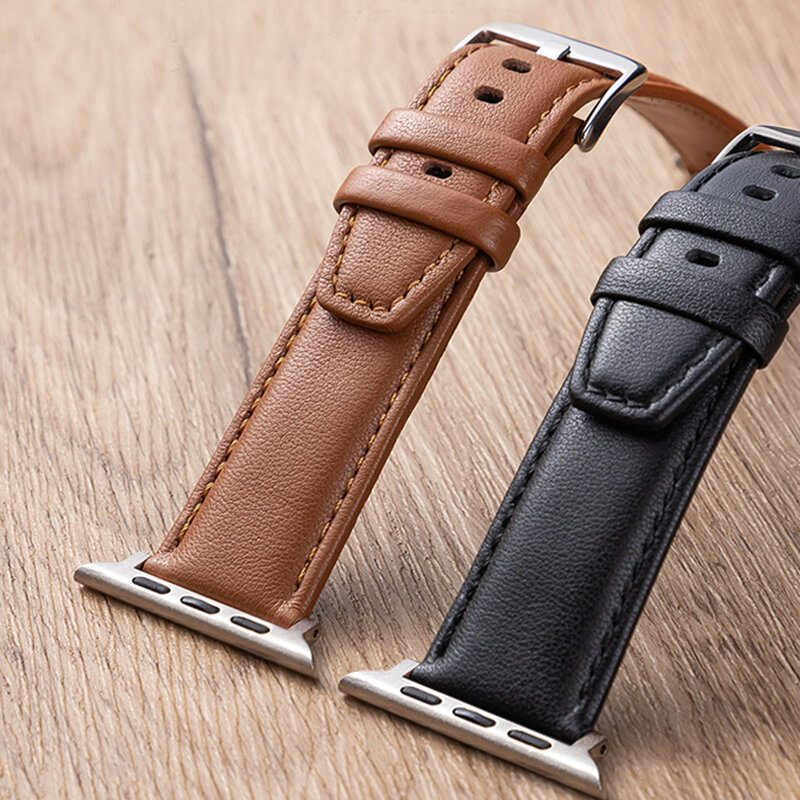Leather Watch Band for apple watch strap 49mm 44mm 45mm 42mm 38mm 40mm 41mm Woman Man bracelet iWatch series 8 7 6 5 4 3 Se Band