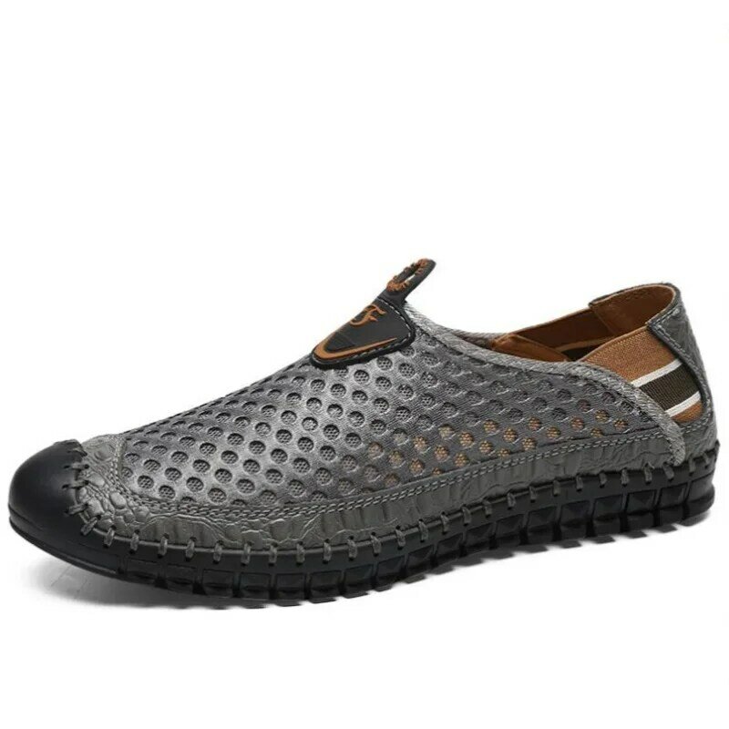 Zapatos ligeros transpirables de malla para hombre, sandalias antideslizantes con costura de suela de goma informal, zapatos de senderismo, novedad de verano