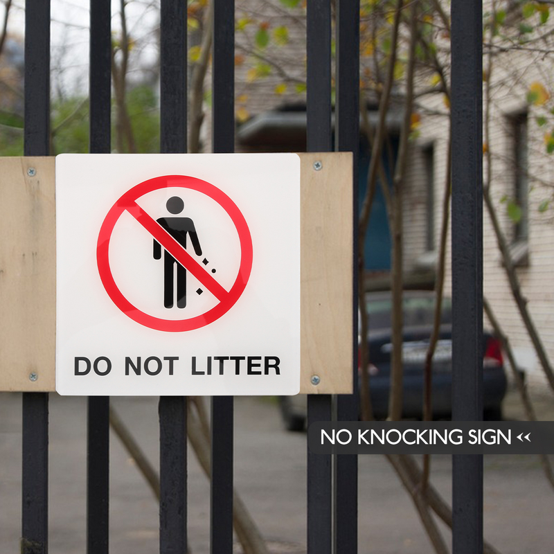 Tablica powiadomienia bez śmieci Publiczny znak ostrzegawczy Brak wskaźnika śmieci Ciepłe przypomnienie