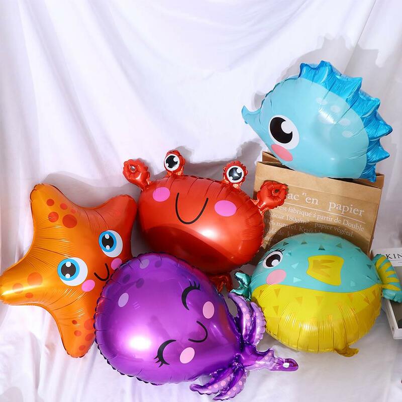 Balões de folha de tema para decoração de festa, caranguejo, estrela do mar, polvo, polvo, bebê chuveiro suprimentos, brinquedo infantil