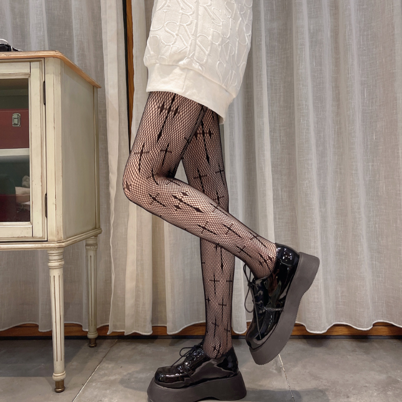 Sexy preto náilon collants cruz meias de seda das mulheres charme meias hosiery moda jk meias boate menina meias de seda pantymangueiras