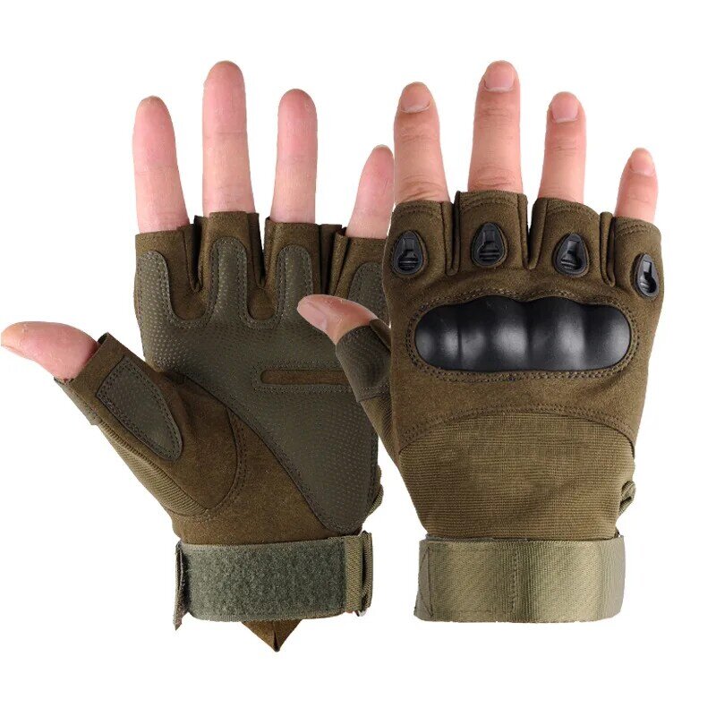 Tactical Hard Knuckle Half finger Gloves Men's Combat Hunting Shooting Airsoft Paintball Duty - Fingerless