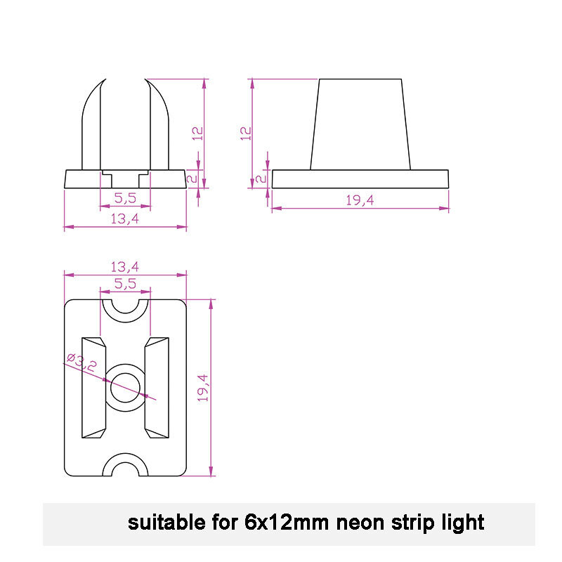 15pcs Neon LED installazione Accessary Silicon Slim Neon Flex LED Strip Clip