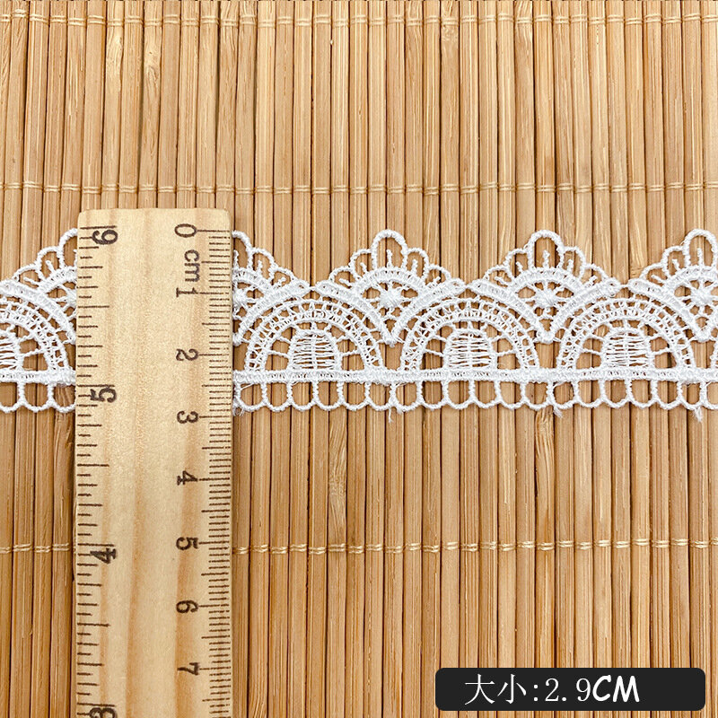 1Yards Embroidery Lace Fabric 2cm 2.5cm Cotton Lace Ribbon Sewing Trim White Lace Fabric For Wedding Dresses tissu dentelle FR3