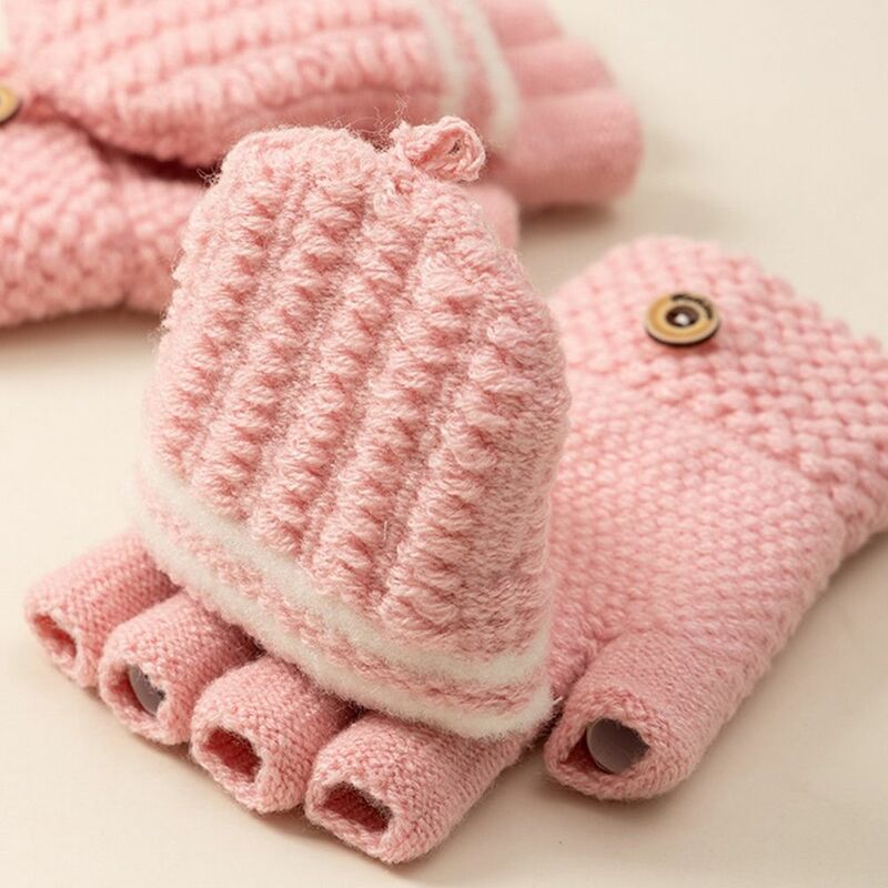 Перчатки с открытыми пальцами для мужчин и женщин, теплые митенки из плотной пряжи, с защитой от холода, для студентов, зимние