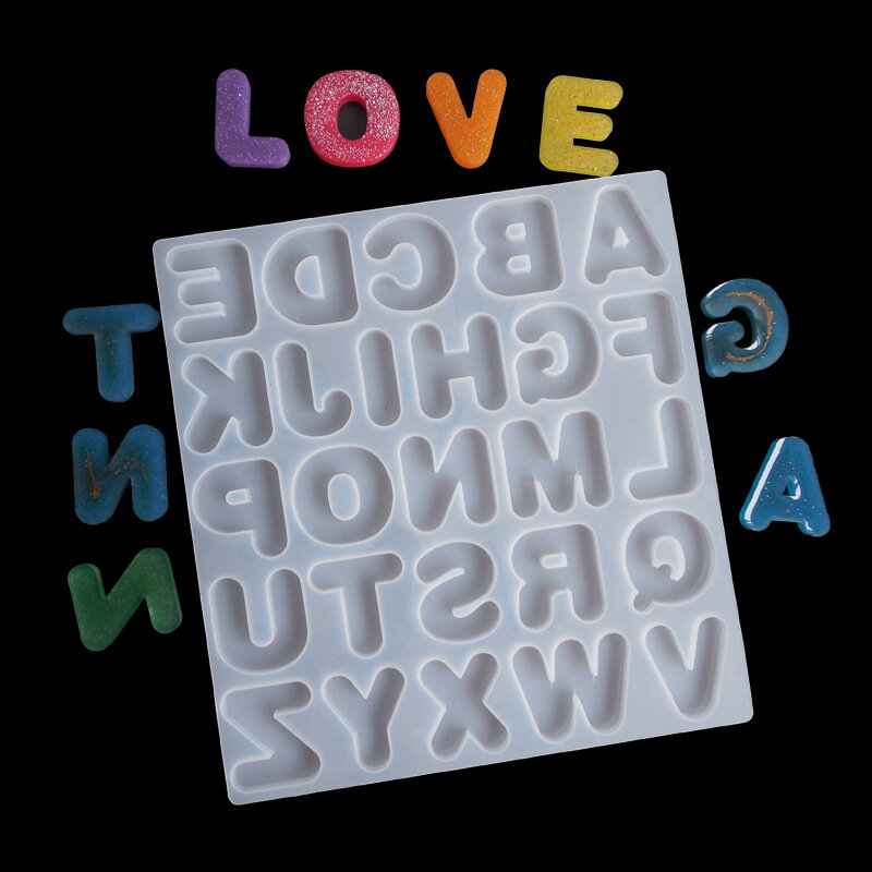 Gantungan kunci alfabet silikon cetakan DIY huruf angka Epoxy cetakan Resin gantungan kunci anting liontin Epoxy Resin perhiasan kerajinan Casting