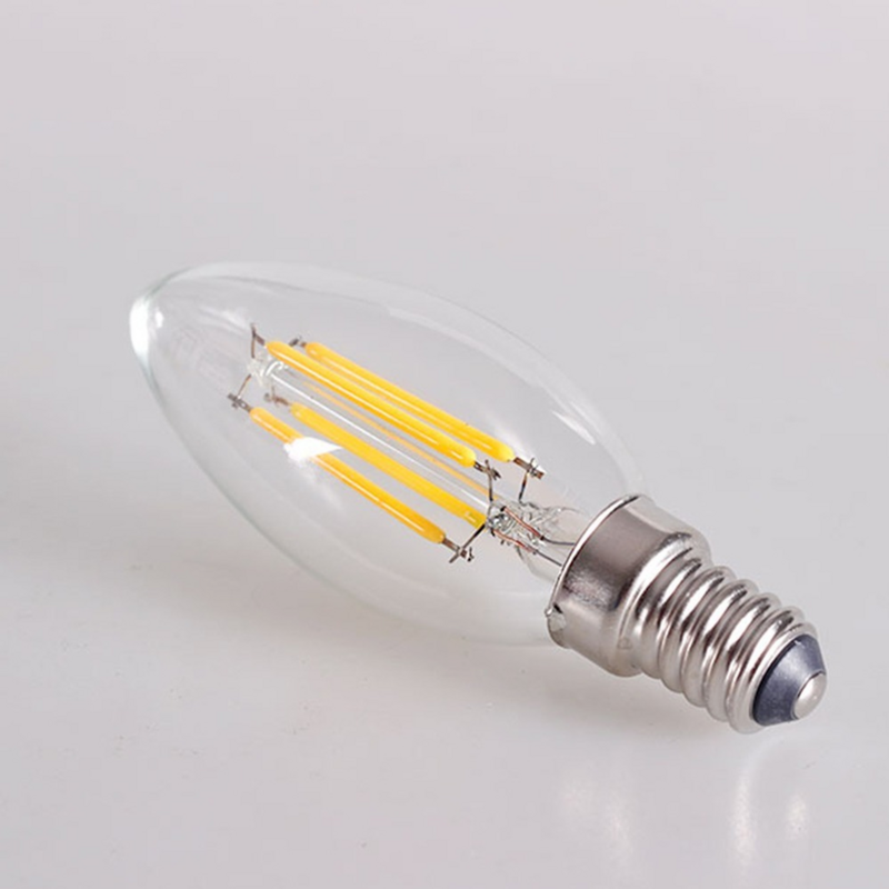 Vnzzo-LED Energy Saving Candle Bulb, Dimmable Luz, Luz do filamento, Lâmpadas de 360 graus, 2W, 4W, 6W, E14, E12, E27, 220V, 110V, 2700K, C35