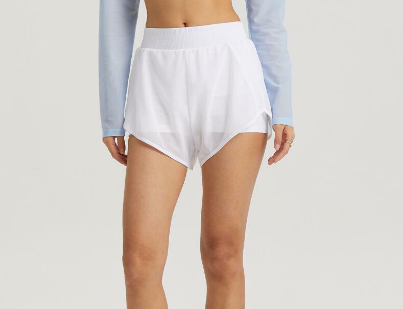 Pantalones cortos de sudoración falsos de dos piezas para mujer, transpirables, informales, para correr y deportivos