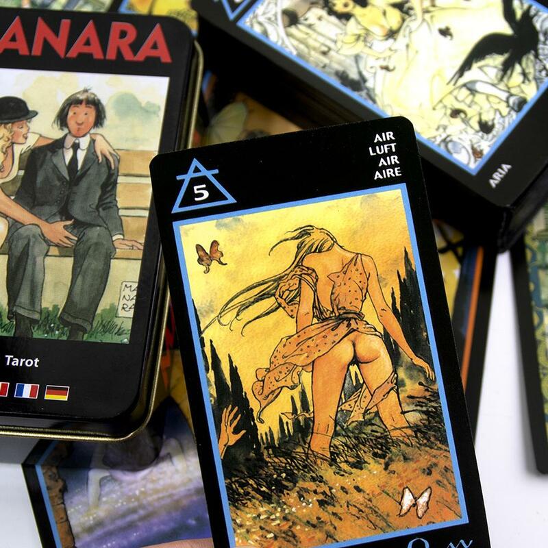 سطح المنارا التارو مع حافة مذهب ، بطاقة لعبة قول الحظ ، صندوق القصدير
