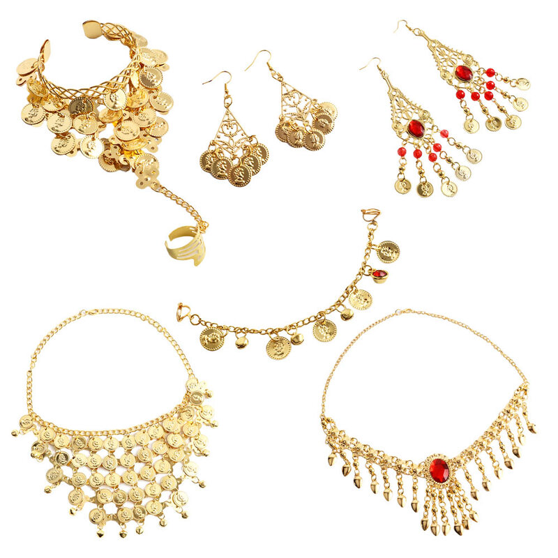 Bandeau de tête bohème à paillettes de diamant, collier et bracelet, bijoux de danse indienne, accessoires de tête, spectacle de danse du ventre