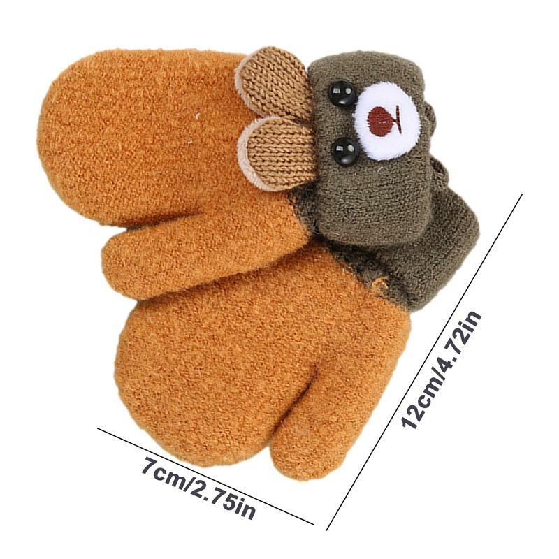 Simpatico cartone animato orso guanti per bambini inverno lana lavorata a maglia guanti per neonati spessi caldi guanti pieni di corda per ragazzi ragazze bambini 0-3 anni