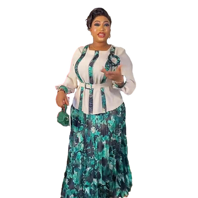 African Clothes for Women Plus Size 2 PCS Sets Tops And Skirts Suits Dashiki Ankara Turkey Outfits Gown Wedding Party Dresses