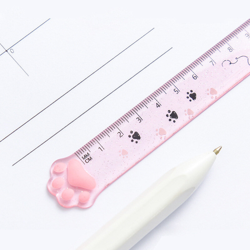 15cm linijka słodki kociak łapa plastikowe proste linijki Kawaii szkolne materiały biurowe Planner akcesoria nagroda ucznia narzędzia do rysowania