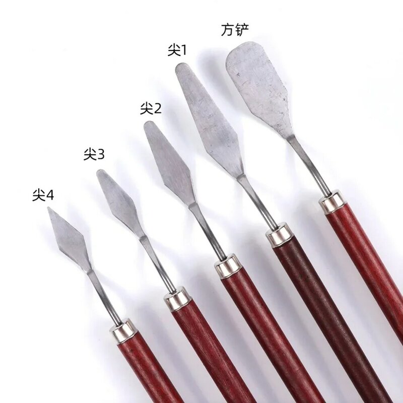 Kit de spatules en acier inoxydable pour la peinture à l'huile, fournitures de gouache, palette, couteau, beaux-arts, ensemble d'outils de peinture, flexible, phérique, 5 pièces par ensemble
