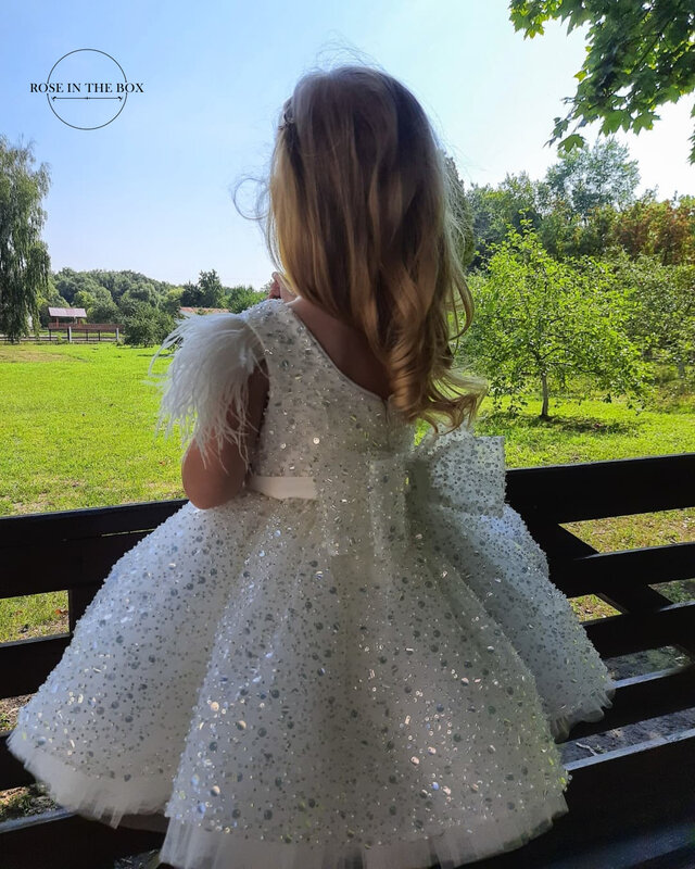 ROSEINTHEBOX Princess Flower Girl Dresses for Wedding 2023 Lace Tulle Kids Ball Gown Pageant Dress Birthday Prom Party Dress