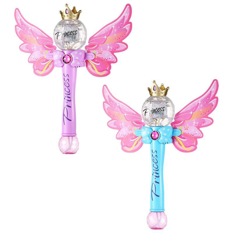 Fairy Stick Glowing Magic Wand Outdoor Toys For Baby Girl Princess Crown Electric Bubble Blower Machine Girl Gifts