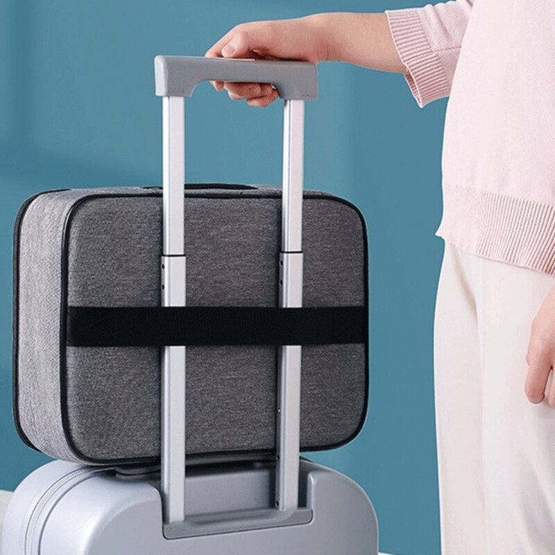 Tas perjalanan dengan kunci sandi, tas penyimpanan File sertifikat rumah tangga minimalis tas penyimpanan kain Oxford, aksesori perjalanan