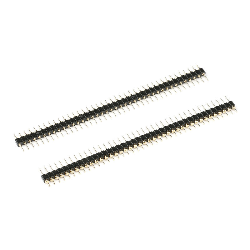 5 Pieces 40Pin Connector Header Round Needle Gold Plated 1x40 Golden Pin Single Row Male 2.54mm Breakable Pin Connector Strip