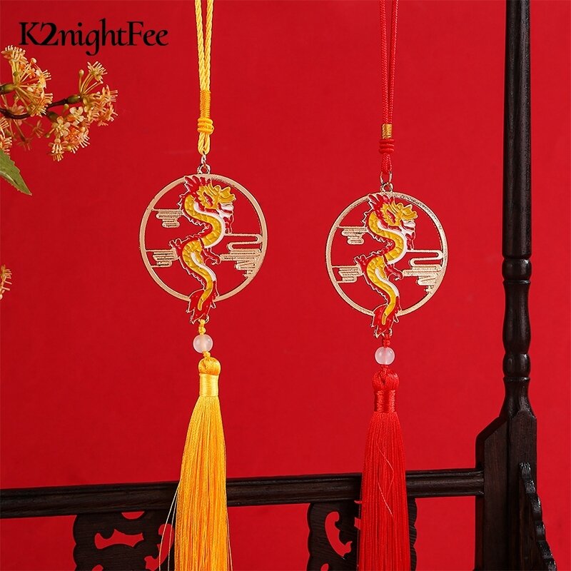 Colgantes de borlas de dragón del zodiaco chino, adornos colgantes de dibujos animados, amuleto de la suerte, mascota, hogar, coche, regalos del Año del dragón chino