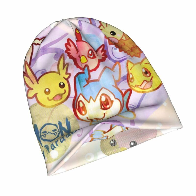 Gorros Anime com boné Digimon dos desenhos animados, chapéu de malha para adulto, skullies de rua, cabeça quente, boné legal, verão