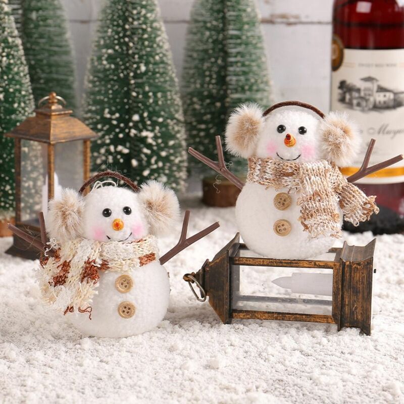Geruite Streep Sjaal Sneeuwpop Elanden Gloeiend Speelgoed Gloeiende Kerstman Verlichte Sneeuwpop Lamp Verlicht Met Verlichting