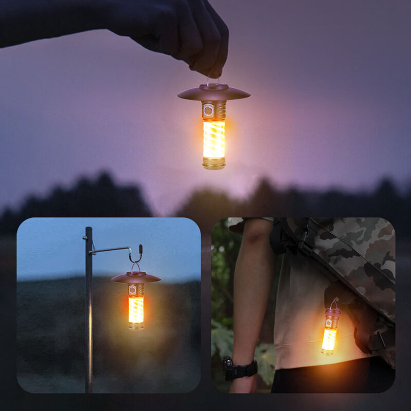 Lampe de camping portable aste par USB, lampe de poche LED d'urgence, lanterne de camping, tente extérieure, 3 en 1