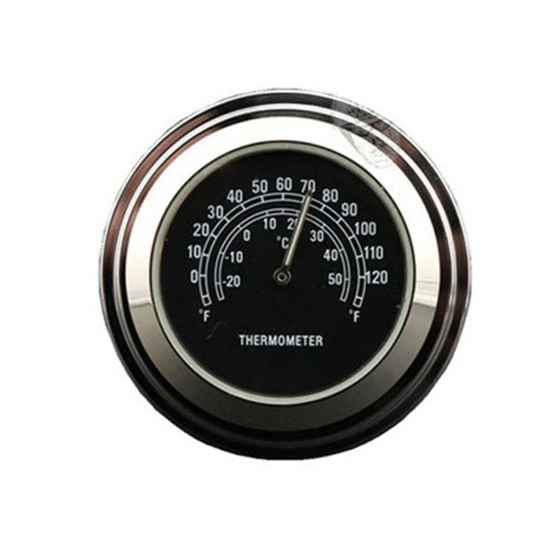 For Honda Yamaha Harley Black Chrome Motorcycle Watch Waterproof Handlebar Mount Quartz Clock Thermometer Temp Gauge