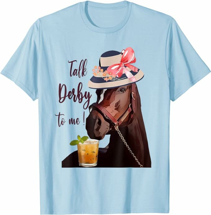 Camiseta de corrida de cavalos manga curta, Talk Derby to Me, Mint Juleps, Cavaleiros engraçados, T gráfico do dia, Tops presentes