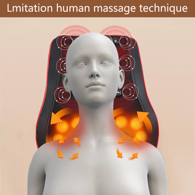 MTZION Massage Pillow-Electric Finger Press Belt 20 Heating Massage Head,Lumbar Spine Rolling 3D Kneading,Back Massage for Relax