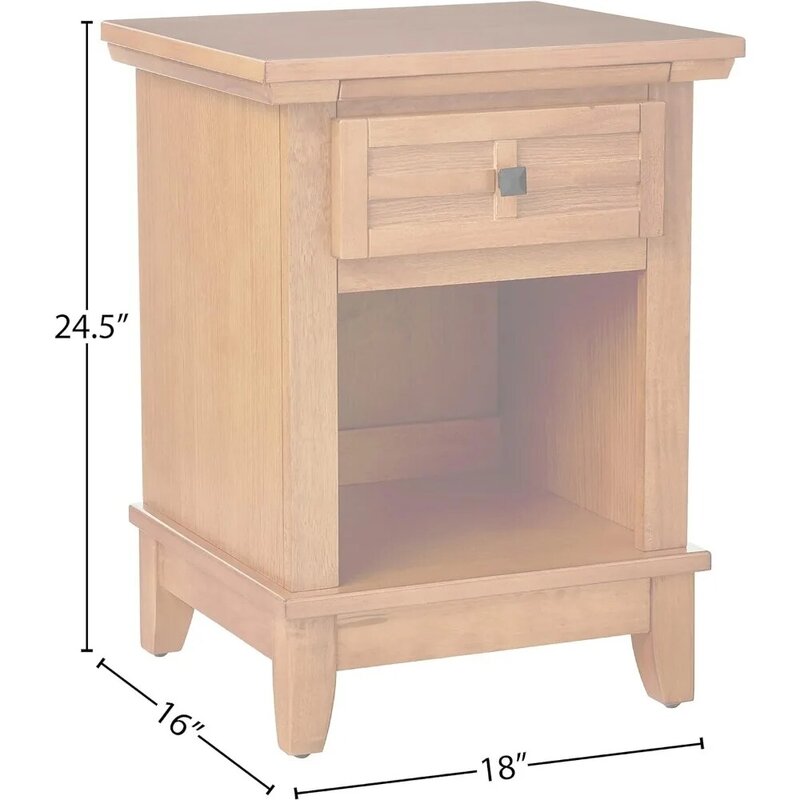 Arts and Crafts Cottage Oak Night Stand By Home Styles 1-drawer Small Table Furniture for Room Side Bed Tables Bedside Bedroom