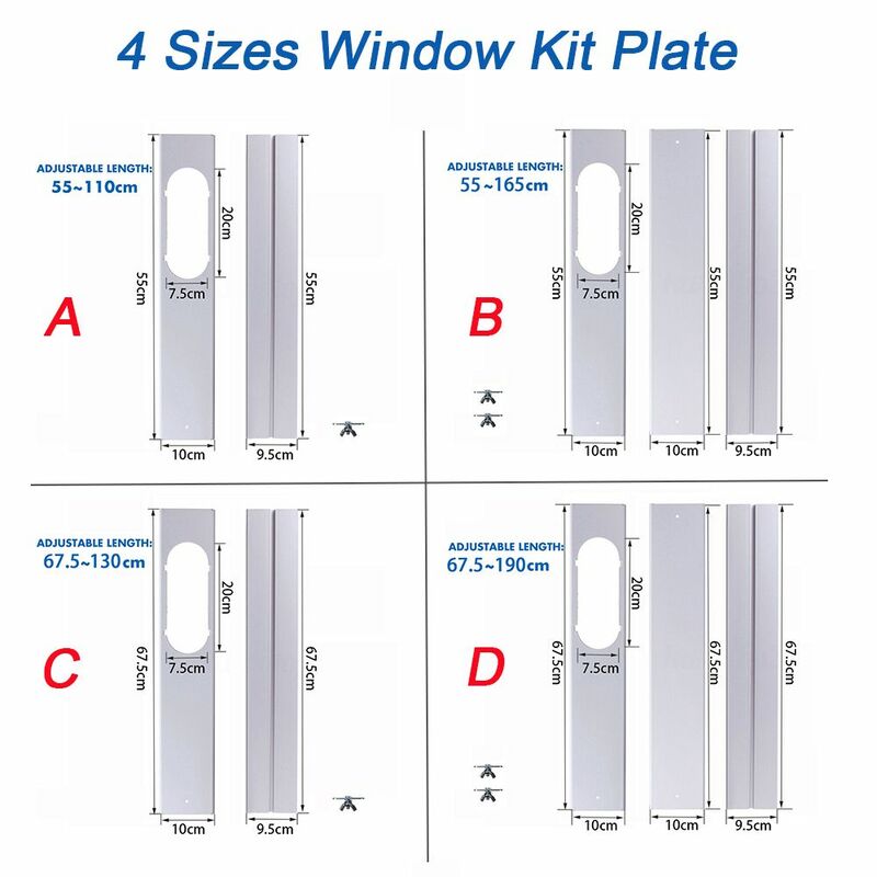 Adaptor pelindung angin AC, aksesori portabel dapat disesuaikan, Kit jendela pelat geser konektor tabung 2/3 buah