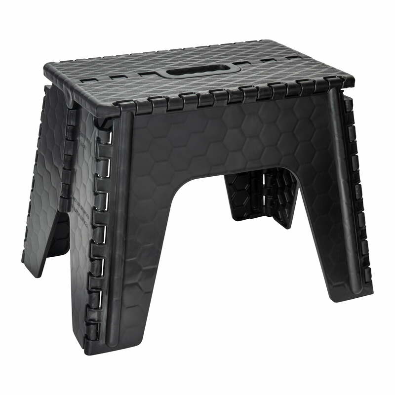 كرسي بلاستيكي قابل للطي من خطوة واحدة ، لون أسود ، مقاس 12 بوصة ، الحجم ، x x x x 12 بوصة